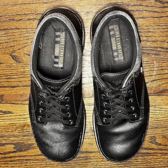 Vintage Skechers Y2K 90s Jammers Women’s Sz 10 Black Leather Chunky Oxford Shoes - Picture 6 of 8